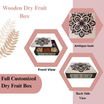 Premium Wooden Dry Fruit & Chocolate Box with Mandala Design Lid