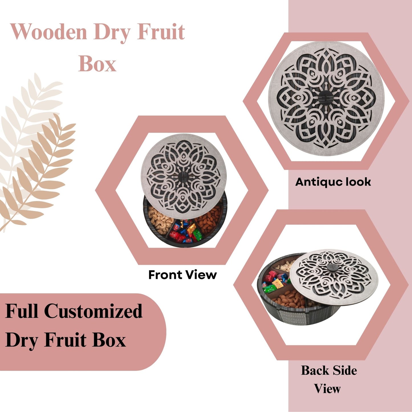 Elegant Round Wooden Dry Fruit Box