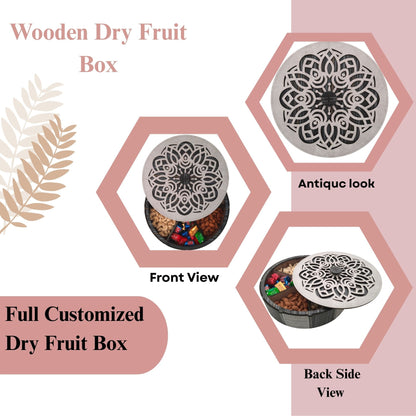Elegant Round Wooden Dry Fruit Box