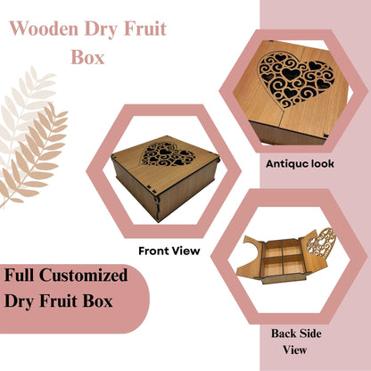 Decorative Wooden Gift Box with Heart Cut Design
