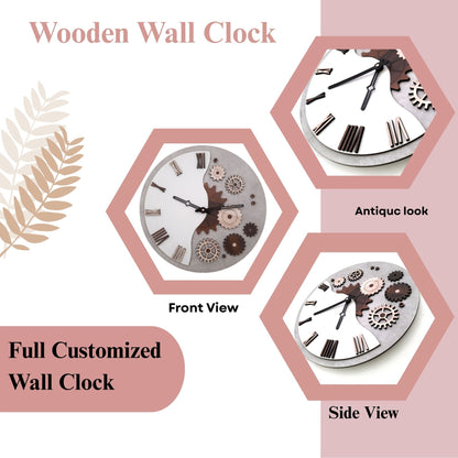 Steampunk-Inspired Gear Design Wall Clock – Half & Half Concept by Wood Heart