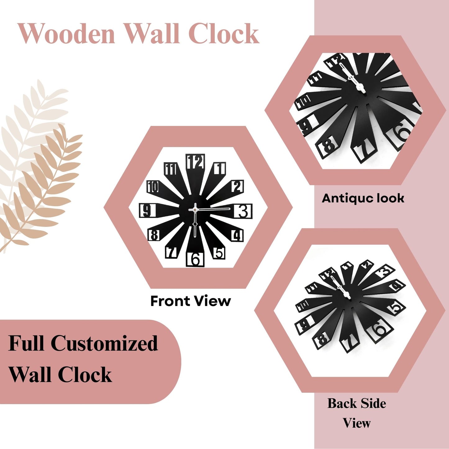 Sunburst Black Designer Wall Clock – Bold Cutout Numbers with Modern Flair