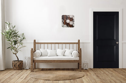 Square Hexa Pattern Wooden Wall Clock – Cement Texture Design by Wood Heart