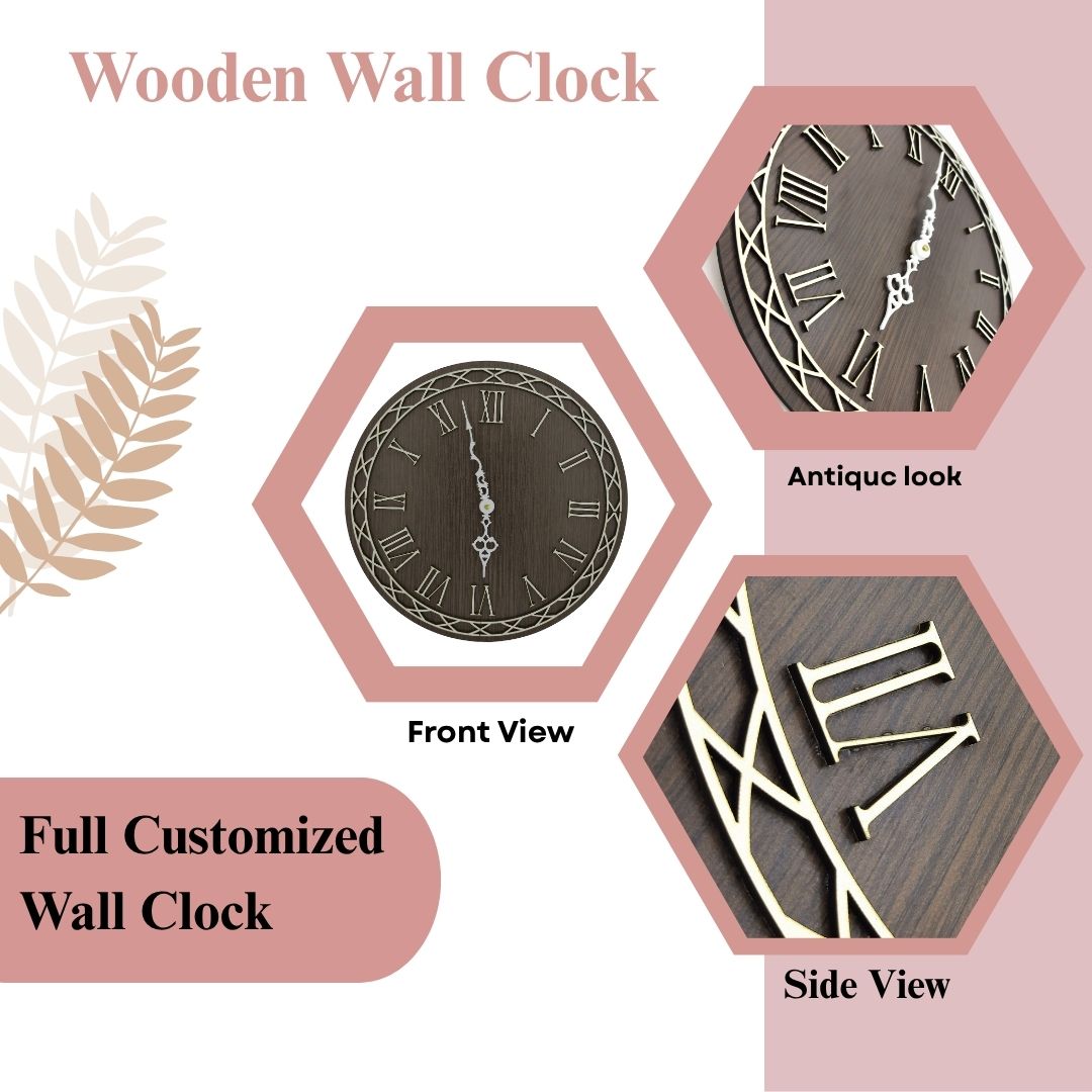 Elegant Wooden Roman Numeral Wall Clock – Classic Vintage Design