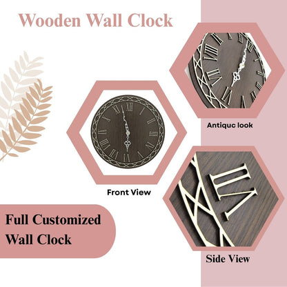 Elegant Wooden Roman Numeral Wall Clock – Classic Vintage Design