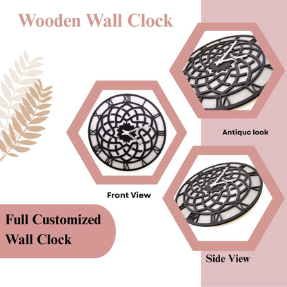 Mandala Series Wall Clock – Intricate Black Geometric Cutwork Design