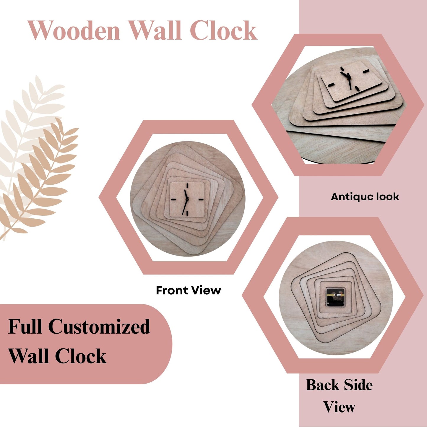 Contemporary Layered Wood Art Wall Clock – Minimal Geometric Design by Wood Heart