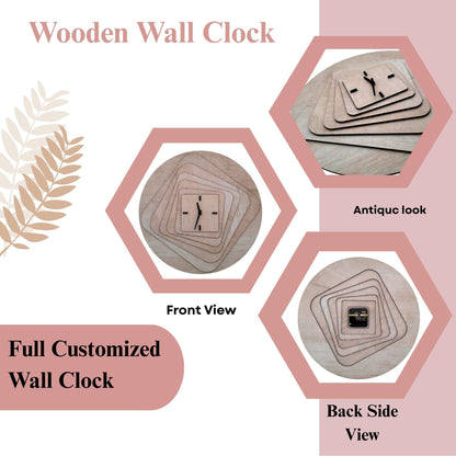 Contemporary Layered Wood Art Wall Clock – Minimal Geometric Design by Wood Heart
