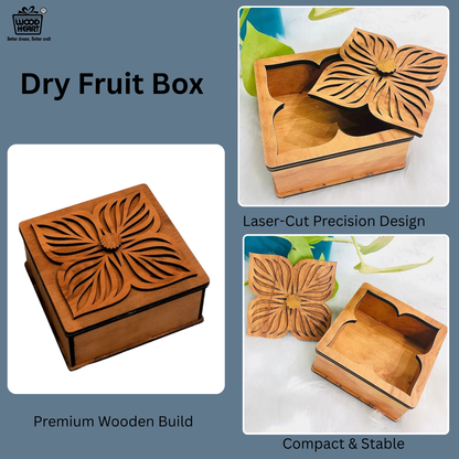Wooden Gift Box with Carved Floral Design