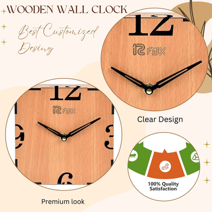 Wood Heart Minimalist Square Wooden Wall Clock – Elegant Light Wood Finish