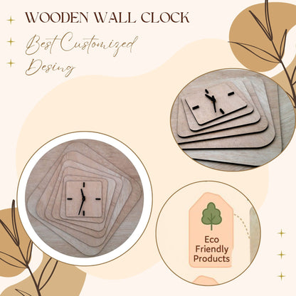 Contemporary Layered Wood Art Wall Clock – Minimal Geometric Design by Wood Heart