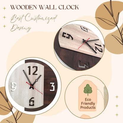 Modern Dual-Tone Wooden Wall Clock | Stylish Minimalist Design by Wood Heart