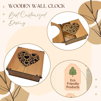 Decorative Wooden Gift Box with Heart Cut Design