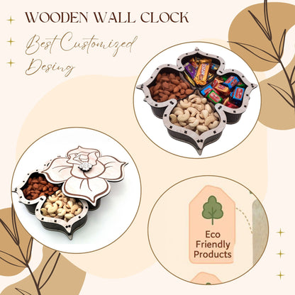 Rose-Themed Wooden Dry Fruit Box with Artistic Petal Lid