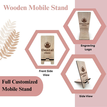 Wooden Mobile Stand – Dental Clinic Logo Engraved