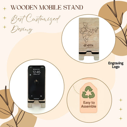 Wooden Mobile Stand with Indian Map  Design (Laser Engraved)