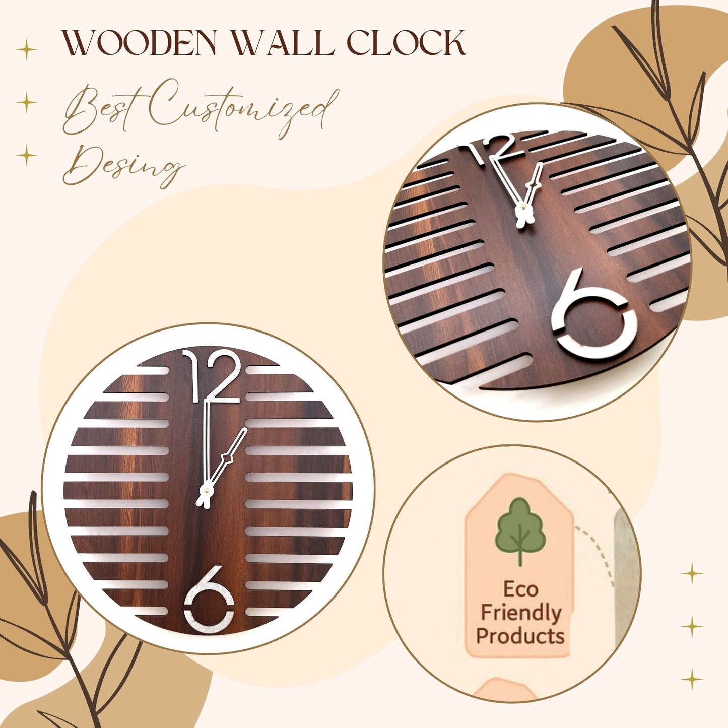 Minimalist Layered Wooden Wall Clock – Geometric 3D Design by Wood Heart