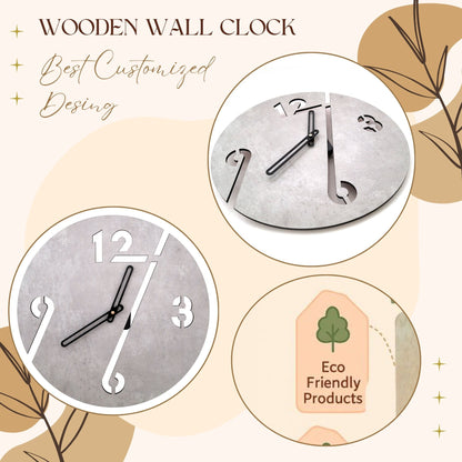 Modern Cut-Out Designer Wall Clock – Concrete Finish Look | Acrylic Wall Clock by Wood Heart
