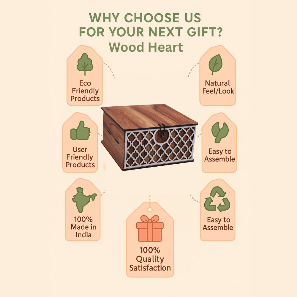 Wooden Spice Jar Box with Lid – 3 Jar Container with Decorative Front Panel