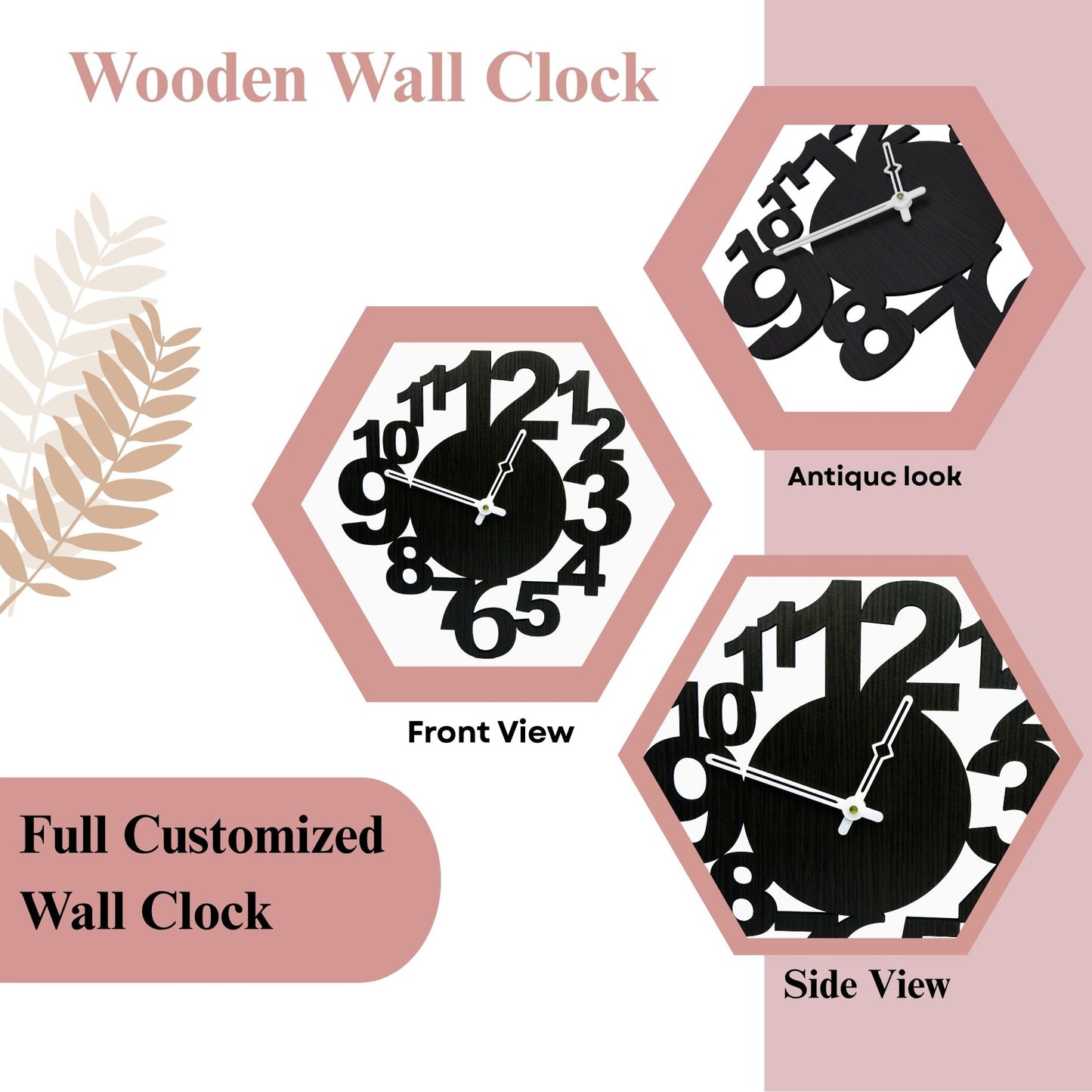 Modern Stylish Black Wooden Wall Clock with Bold Number Design – by Wood Heart