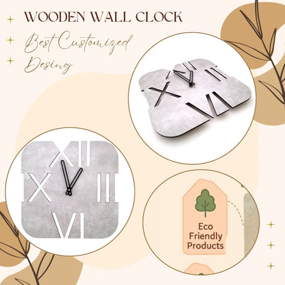 Modern Roman Cutout Wall Clock – Concrete Finish with Bold Contemporary Design