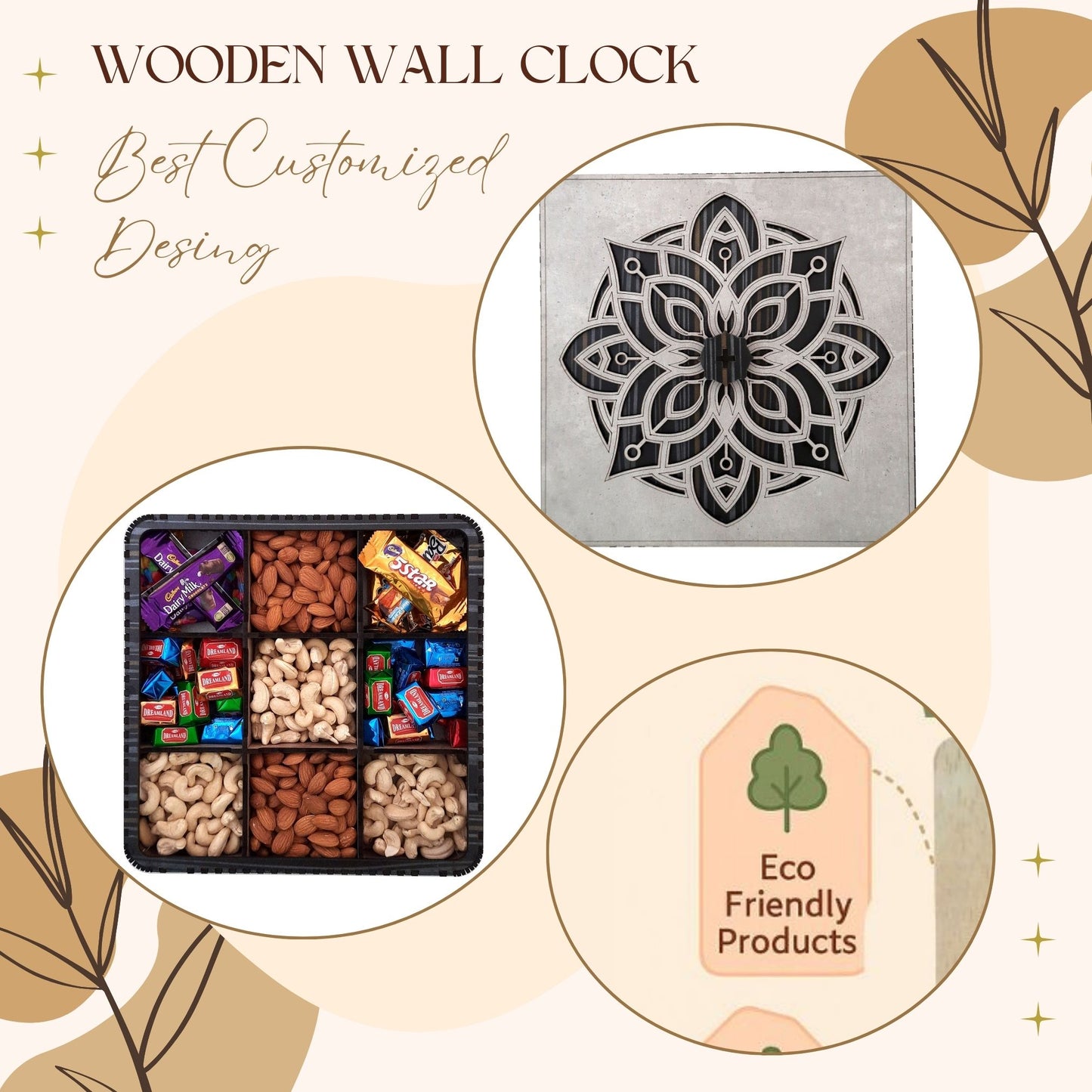 Premium Wooden Dry Fruit Box with Mandala Carved Lid – 9 Partitions