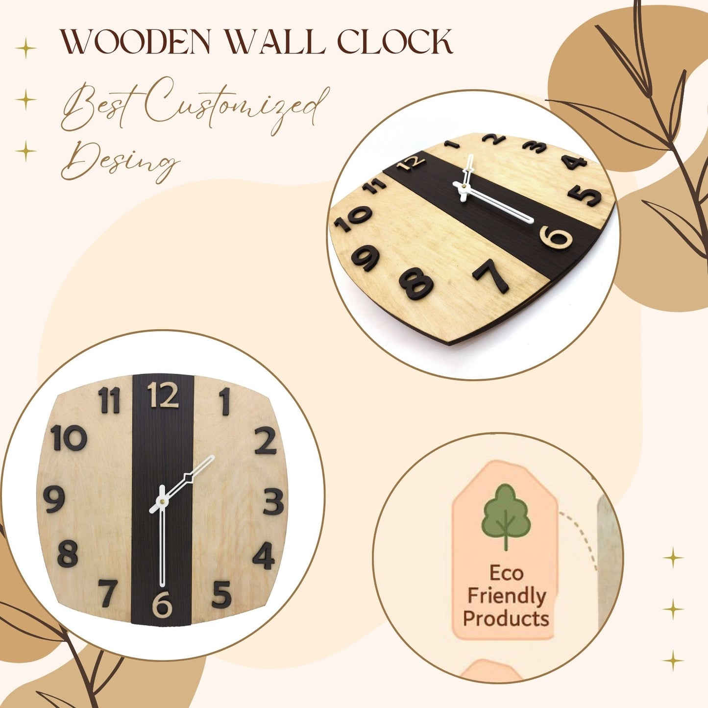 Two-Tone Vertical Stripe Wooden Wall Clock