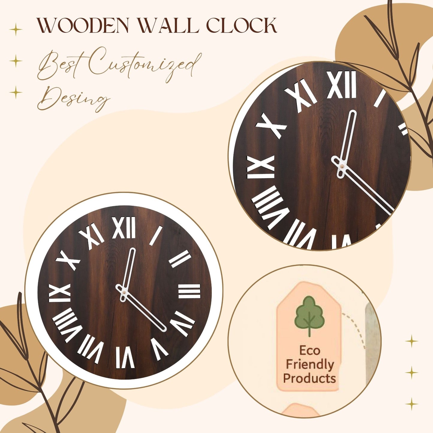 Classic Roman Numeral Wooden Wall Clock – Vintage Look with Modern Craftsmanship