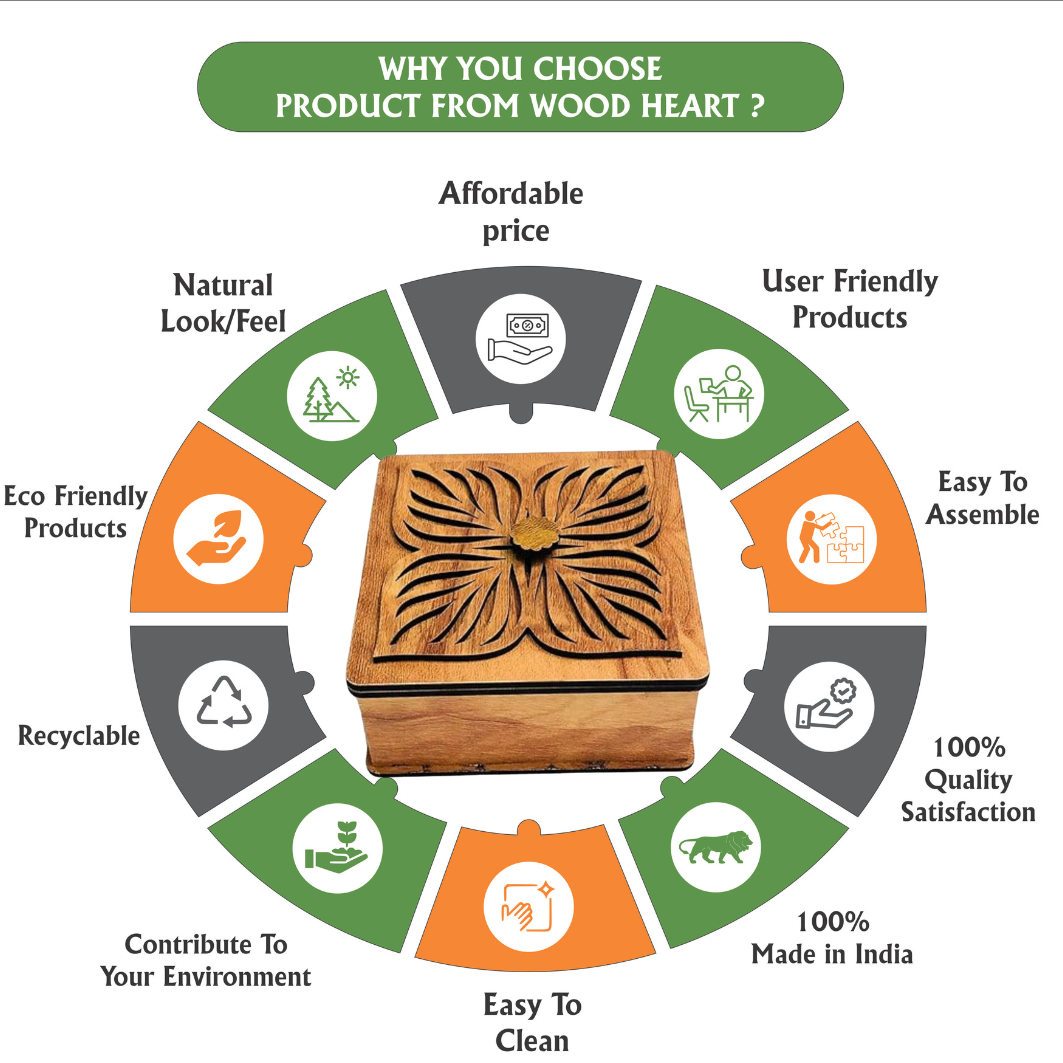 Wooden Gift Box with Carved Floral Design