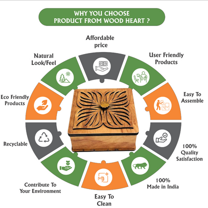 Wooden Gift Box with Carved Floral Design