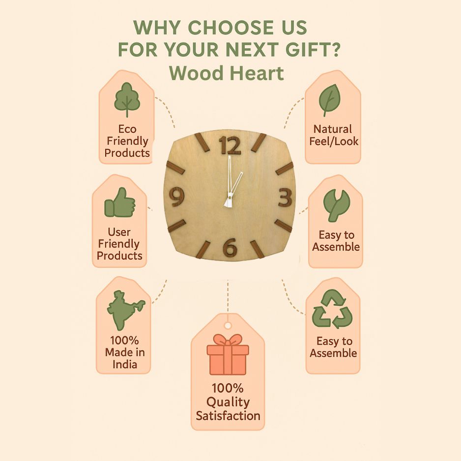 Tone Vertical Stripe Wooden Wall Clock – Light & Dark Contrast Design by Wood Heart