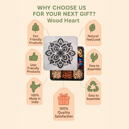 Premium Wooden Dry Fruit Box with Mandala Carved Lid – 9 Partitions