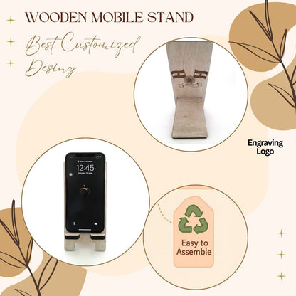 Wooden Mobile Stand with Indian Flag Design (Laser Engraved)