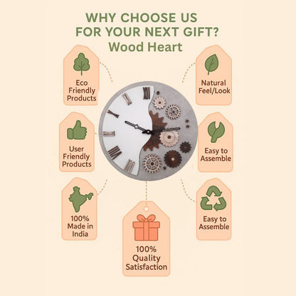 Steampunk-Inspired Gear Design Wall Clock – Half & Half Concept by Wood Heart