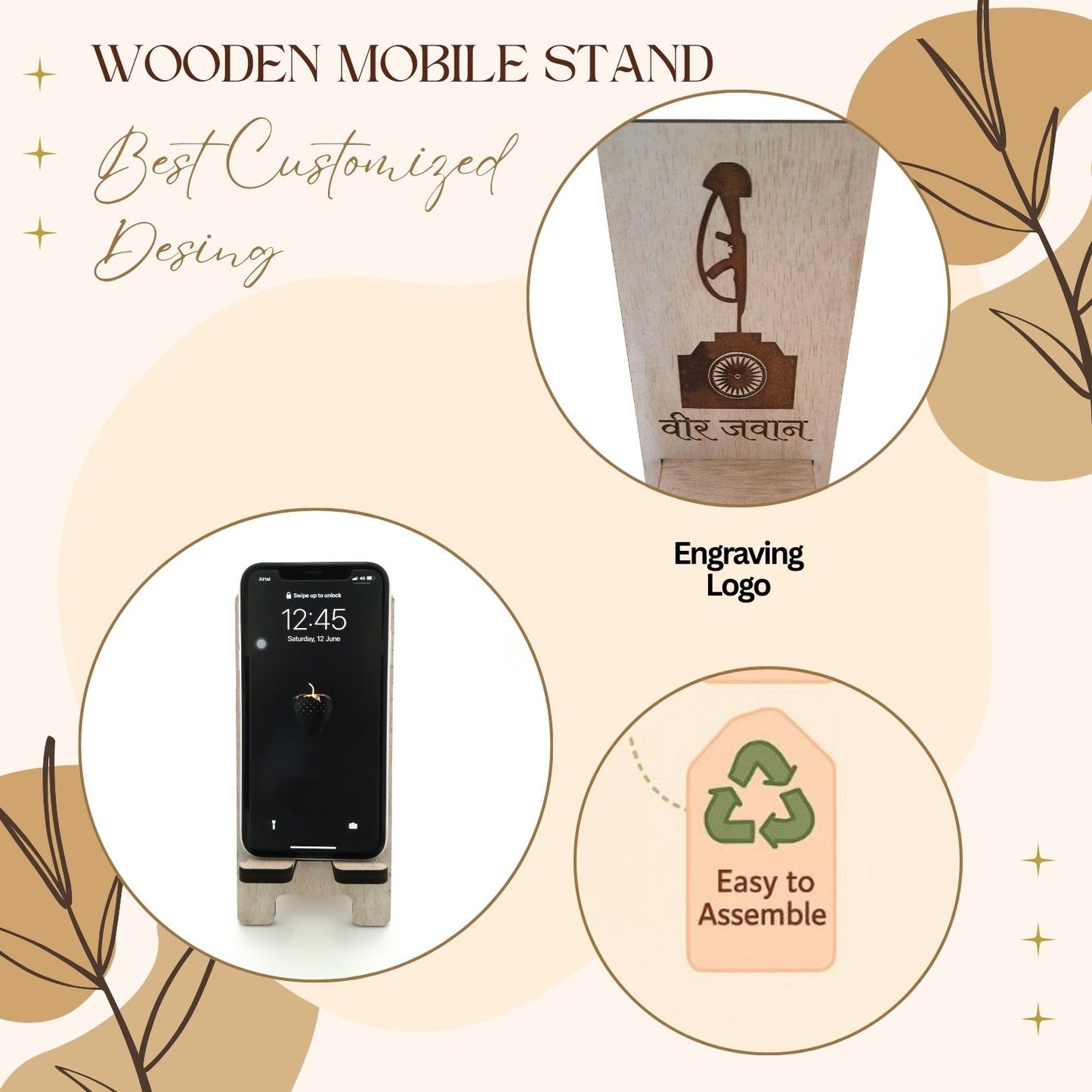 Veer Jawan Customized Wooden Mobile Stand – Patriotic Tribute Design