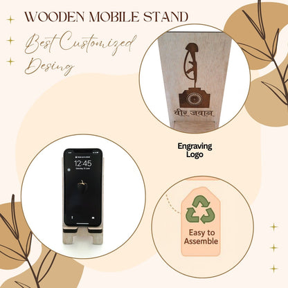Veer Jawan Customized Wooden Mobile Stand – Patriotic Tribute Design