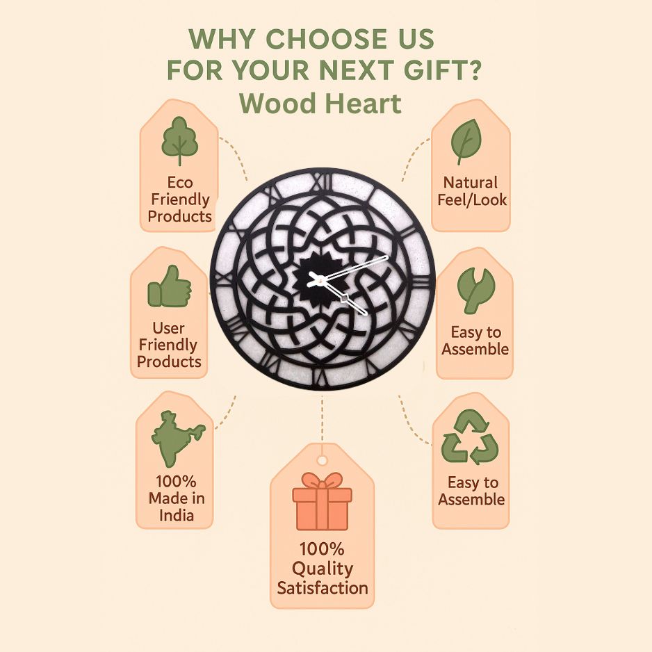 Mandala Series Wall Clock – Intricate Black Geometric Cutwork Design