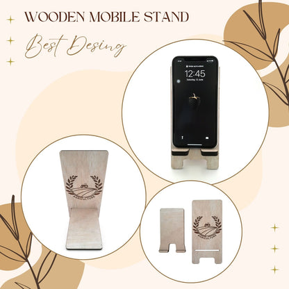 Eco-Friendly Wooden Phone Stand with Engraved Agriculture Motif