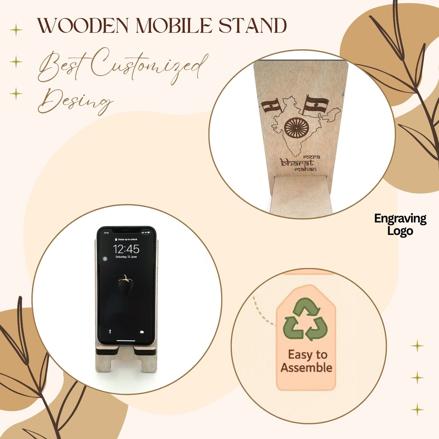 Flag  Customized Wooden Mobile Stand – Patriotic Tribute Design