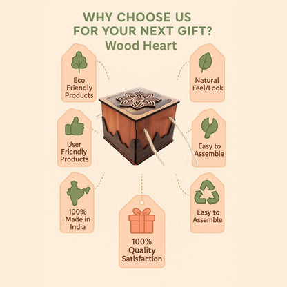 Premium Wooden Gift Box with Floral Lid & Rope Handle