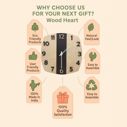 Two-Tone Vertical Stripe Wooden Wall Clock