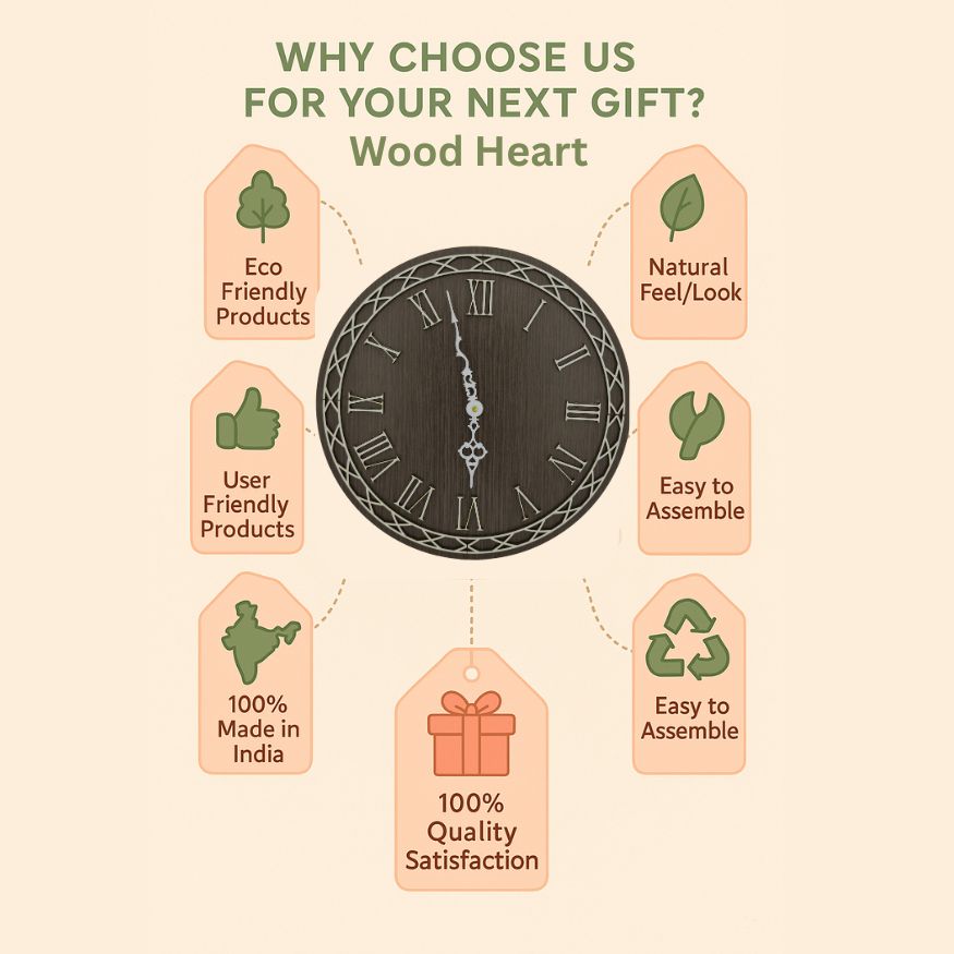 Elegant Wooden Roman Numeral Wall Clock – Classic Vintage Design