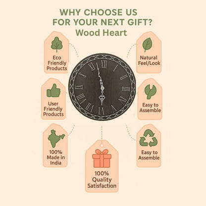 Elegant Wooden Roman Numeral Wall Clock – Classic Vintage Design