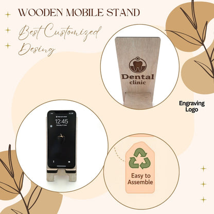 Wooden Mobile Stand – Dental Clinic Logo Engraved