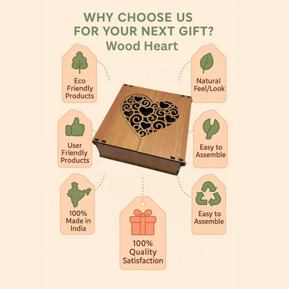 Decorative Wooden Gift Box with Heart Cut Design