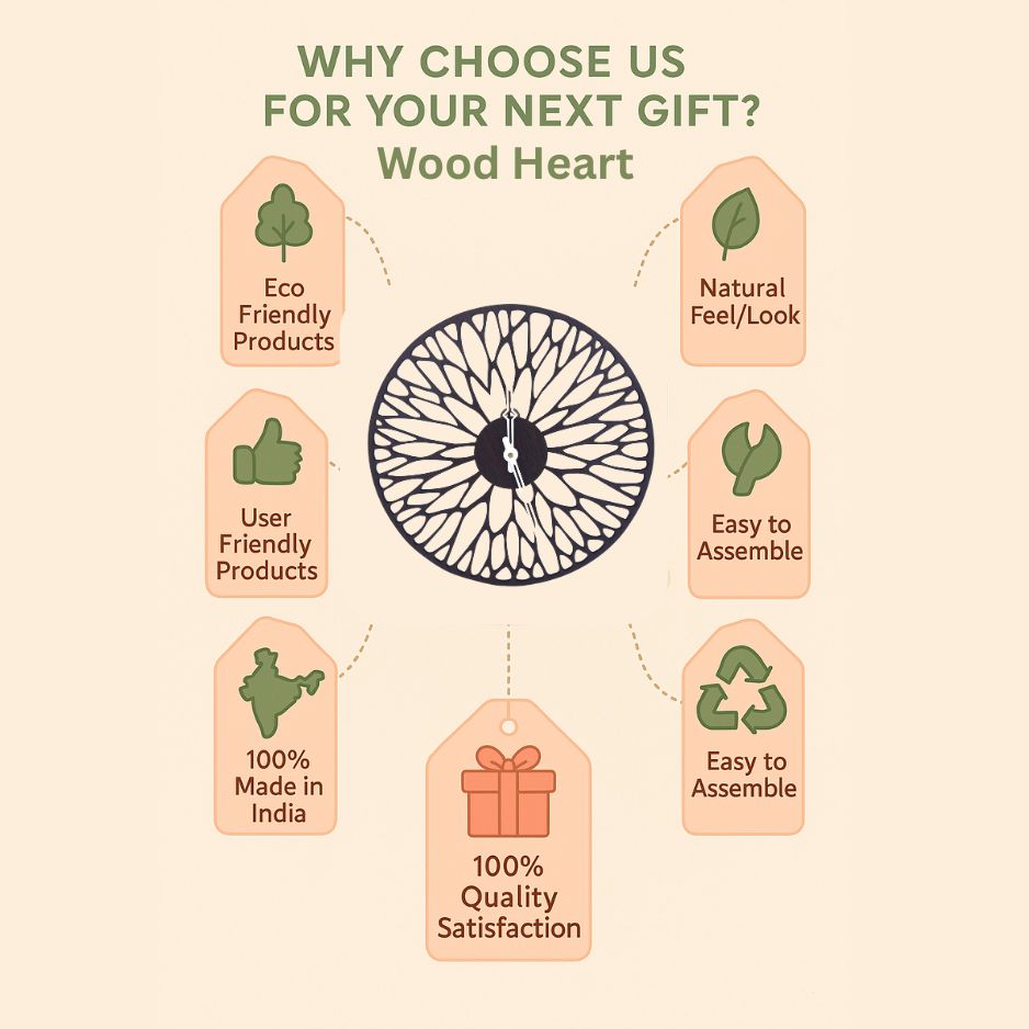 Designer Acrylic Wall Clock - Leaf Pattern Cutwork | Black & White