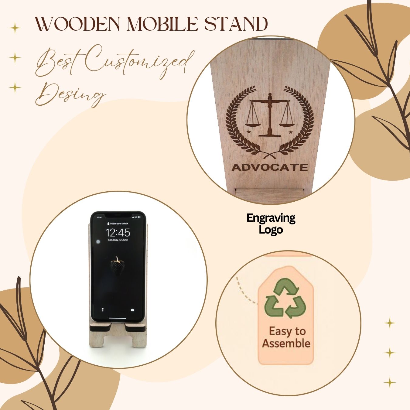 Customized Wooden Mobile Stand for Advocates – Laser Engraved Court of Law Design