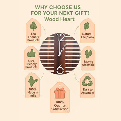 Minimalist Layered Wooden Wall Clock – Geometric 3D Design by Wood Heart