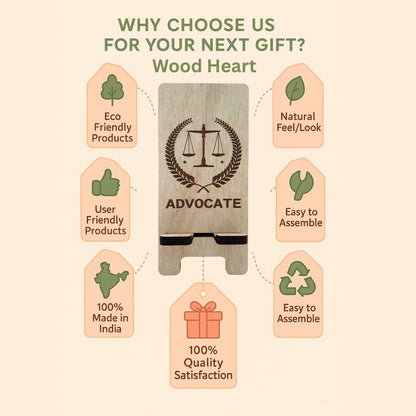 Customized Wooden Mobile Stand for Advocates – Laser Engraved Court of Law Design