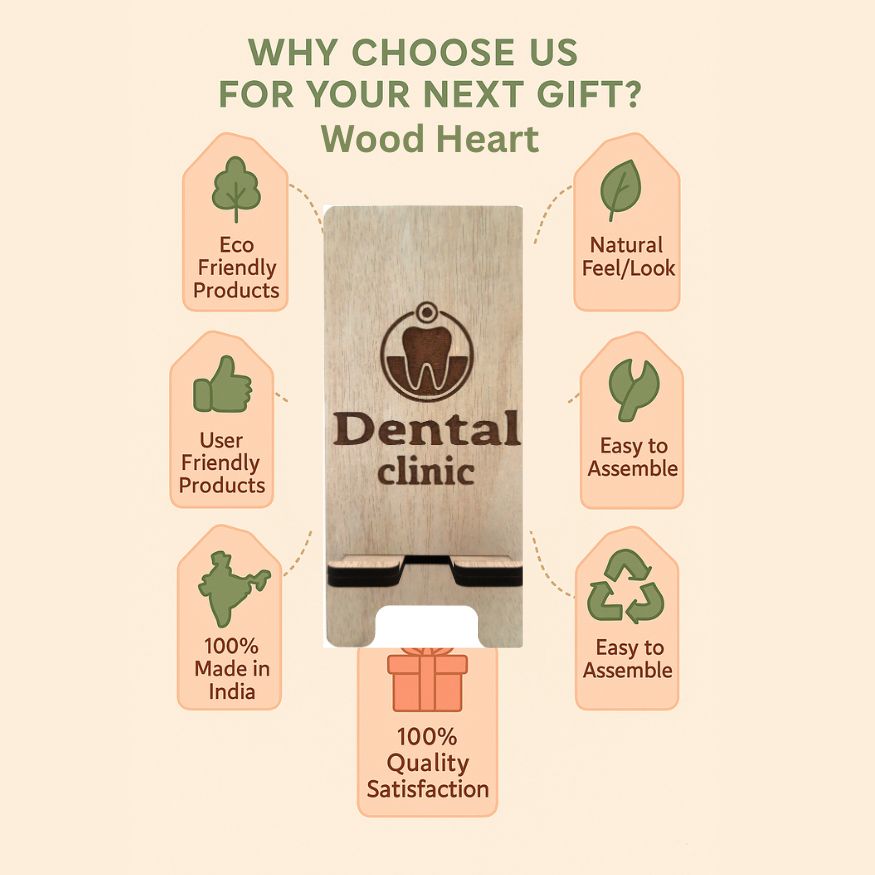 Wooden Mobile Stand – Dental Clinic Logo Engraved